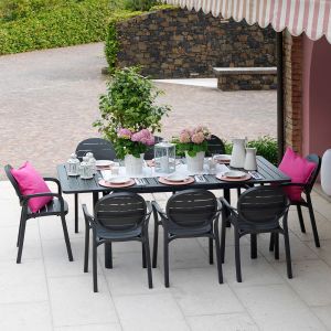 Nardi Alloro 140 Table with Palma Chair - 9 Piece Outdoor Dining Setting