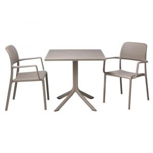 Nardi Clip Table with Outdoor Bora Armchair - 3 Piece Outdoor Dining Setting
