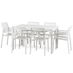 Nardi Doga Arm 7 Piece Dining Setting with Rio 140cm Extendable Table