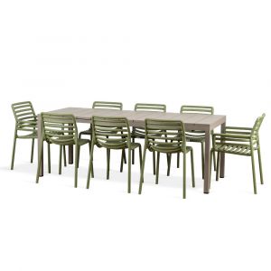 Nardi Doga Arm/Bistrot 9 Piece Outdoor Dining Setting with Rio 210cm Extendable Dining Table