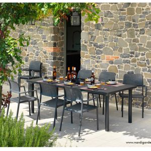 Nardi Libeccio Table with Bora Armchairs - 9 Piece Outdoor Dining Set