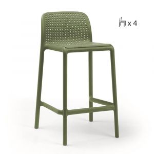 Nardi Lido Mini Outdoor Resin Bar Stools Seat Height 65cm - Set of 4