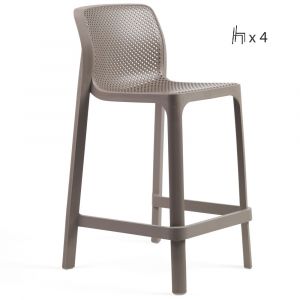 Nardi Net Outdoor Resin Bar Stools Mini Seat Height 65cm - Set of 4