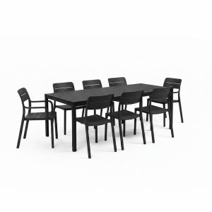 Nardi Rio 210-280 Table with Cassia Bistrot/Arm Chair - 9 Piece Outdoor Dining Setting