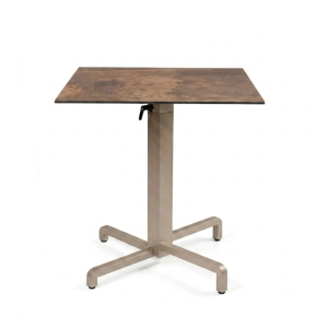 Nardi Ibisco Folding Table Base with Corten HPL Top - Complete Outdoor Table