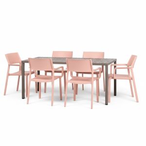 Nardi Cube Rectangular Table with Trill Armchairs - 7 Piece Outdoor Dining Set