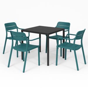 Nardi Piave Table with Cassia Arm Chair - 5 Piece Outdoor Dining Setting