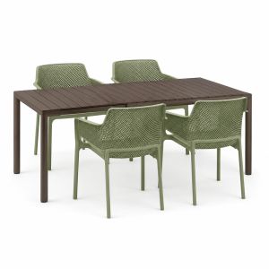 Nardi Tevere 147 Extendable Table with Net Chair - 5 Piece Resin Outdoor Dining Setting