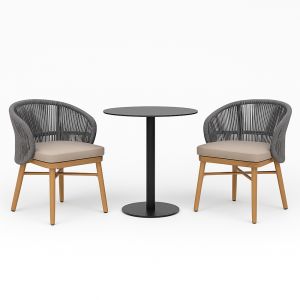 HPL Compact Laminate Table With Raya Rope Chair - 3 Piece Outdoor Dining Setting
