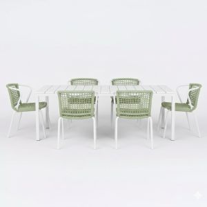 Nardi Rio Dining Table with Lago Rope Armchairs 7-11 Piece Dining Set