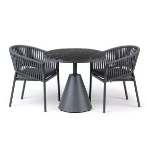 Bahza Round Table with Paslow Rope Dining Chair - 3 Piece Set
