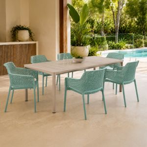 Nardi Tevere 147 Extendable Table with Net Chair - 7 Piece Resin Outdoor Dining Setting