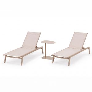 Pebl Tolo 3-Piece Sunlounger Set with Butler Table - Mocha