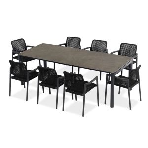 Pebl Tolo 9-Piece Ceramic Outdoor Dining Setting