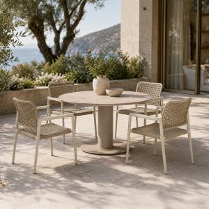 BLOO Tube and Pebl Tolo 5-Piece Outdoor Dining Set - Mocha