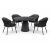Bahza Ceramic 120cm Round Table with Roma Rope Chairs - 5 Piece Outdoor Dining Set