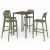 Nardi Piave 70 Bar Table with Cassia Bar Stool - 5 Piece Outdoor Dining Setting