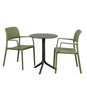 Nardi Step Table with Bora Armchairs - 3 Piece Outdoor Dining Set