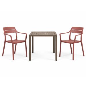 Nardi Cube 70 Table with Cassia Armchair - 3 Piece Outdoor Dining Set
