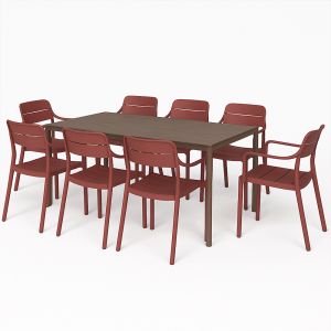 Nardi Piave Table with Cassia Arm Chair - 9 Piece Outdoor Dining Setting