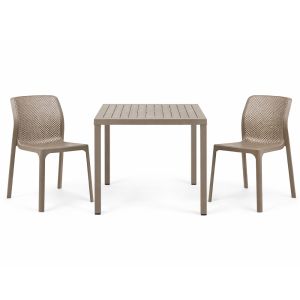 Nardi Cube 70 Table with Bit Chair - 3 Piece Outdoor Dining Set