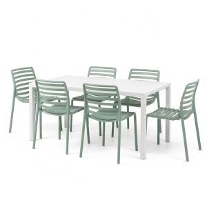 Nardi Cube Rectangular Table with Doga Bistrot Chairs - 7 Piece Outdoor Dining Set