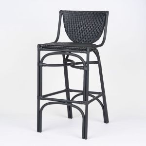 Kanso Black Outdoor Wicker Counter Bar Stool - 65cm Seat Height