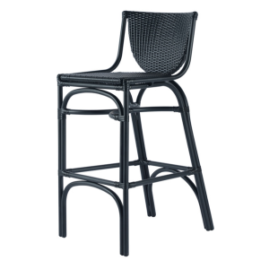 Kanso Black Outdoor Wicker Bar Stool - 74cm Seat Height