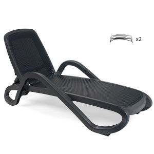 Nardi Alfa Outdoor Resin Sun Loungers in Anthracite Trama (set of 2)