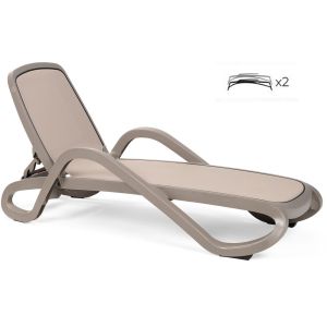 Nardi Alfa Outdoor Resin Sun Loungers in Tortora (set of 2)