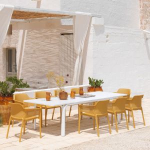 Nardi Net 9 Piece Outdoor Dining Setting with Alloro Extendable Dining Table