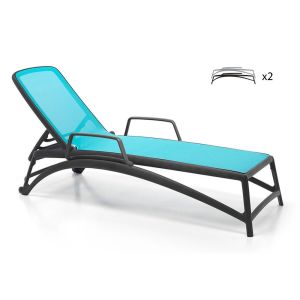 Nardi Atlantico Outdoor Resin Sun Loungers with Arm Rests (set of 2)