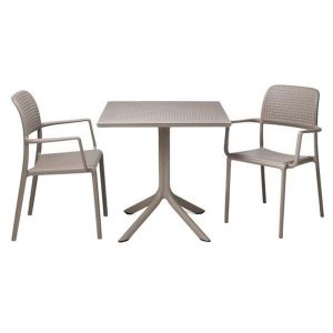 Nardi Clip Table with Outdoor Bora Armchair - 3 Piece Outdoor Dining Setting