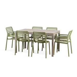 Nardi Doga Armchair & Bistrot Chair 7 Piece Outdoor Dining Setting with Rio 140cm Extendable Dining Table