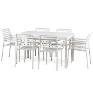 Nardi Doga Arm 7 Piece Outdoor Dining Setting with Rio 140cm Extendable Dining Table