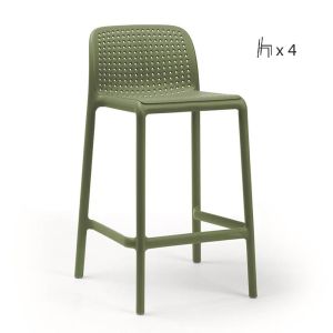 Nardi Lido Mini Outdoor Resin Bar Stools Seat Height 65cm - Set of 4
