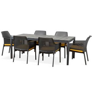 Nardi Net Relax 7 Piece Outdoor Dining Setting with Rio 210cm Extendable Dining Table