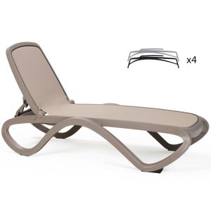 Nardi Omega Outdoor Resin Sun Loungers Tortora (set of 4)