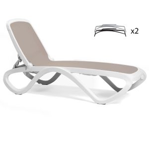 Nardi Omega Outdoor Resin Sun Loungers White Frame (set of 2)
