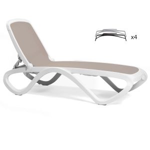 Nardi Omega Outdoor Resin Sun Loungers White Frame (set of 4)