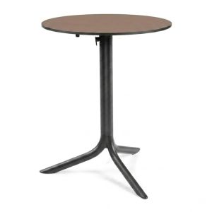 Nardi Flute Folding Table Base with Tobacco HPL Top - Complete Outdoor Table