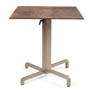 Nardi Ibisco Folding Table Base with Corten HPL Top - Complete Outdoor Table