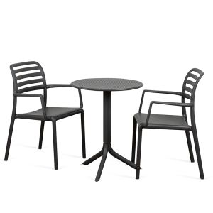 Nardi Step Table with Costa Armchair 3 Piece Outdoor Dining Setting