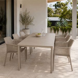 Nardi Tevere 210 Extendable Table with Net Chair - 7 Piece Resin Outdoor Dining Setting