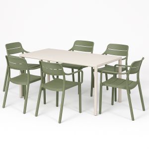Nardi Piave Table with Cassia Arm Chair - 7 Piece Outdoor Dining Setting