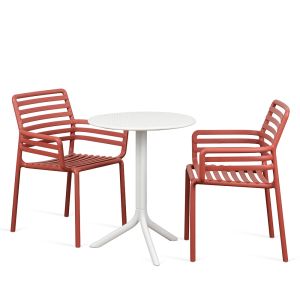 Nardi Step Table with Doga Armchair - 3 Piece Outdoor Dining Set