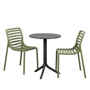 Nardi Step Table with Doga Bistrot Chairs - 3 Piece Outdoor Dining Set
