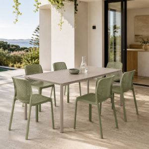 Nardi Tevere 147 Extendable Table with Bit Bistrot Chair - 7 Piece Resin Outdoor Dining Setting