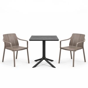 Nardi Clip X70 Table with Tiberina Arm Chair - 3 Piece Outdoor Dining Set
