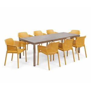 Nardi Net 9 Piece Outdoor Dining Setting with Rio 140cm Extendable Dining Table